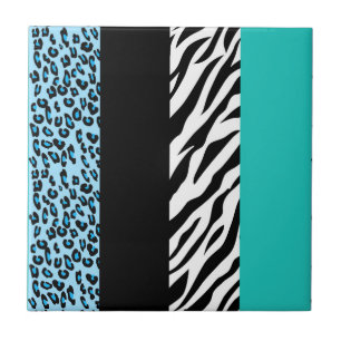 Leopard Print, Zebra Print, Animal Print, Blue Tegeltje