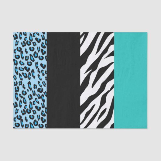 Leopard Print, Zebra Print, Animal Print, Blue Tissuepapier (Voorkant)