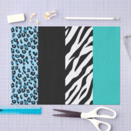 Leopard Print, Zebra Print, Animal Print, Blue Tissuepapier
