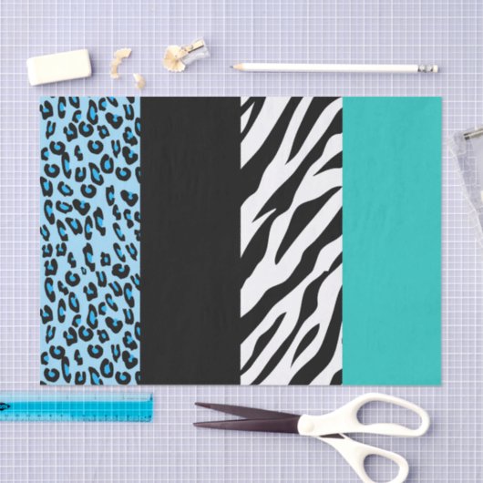 Leopard Print, Zebra Print, Animal Print, Blue Tissuepapier (Craft)