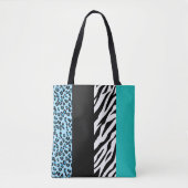 Leopard Print, Zebra Print, Animal Print, Blue Tote Bag (Voorkant)