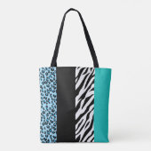 Leopard Print, Zebra Print, Animal Print, Blue Tote Bag (Achterkant)