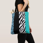 Leopard Print, Zebra Print, Animal Print, Blue Tote Bag (Dichtbij)