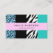 Leopard Print, Zebra Print, Animal Print, Blue Visitekaartje (Voorkant)