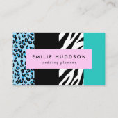 Leopard Print, Zebra Print, Animal Print, Blue Visitekaartje (Voorkant)
