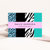 Leopard Print, Zebra Print, Animal Print, Blue Visitekaartje