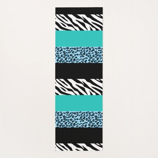 Leopard Print, Zebra Print, Animal Print, Blue Yogamat (Achterkant)