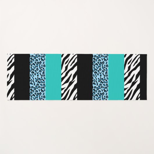 Leopard Print, Zebra Print, Animal Print, Blue Yogamat (Voorkant (horizontaal))