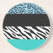 Leopard Print, Zebra Print, Animal Print, Blue Zandsteen Onderzetter (Voorkant)