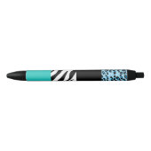 Leopard Print, Zebra Print, Animal Print, Blue Zwarte Inkt Pen (Voorkant)