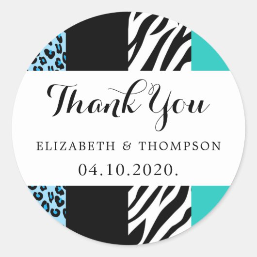 Leopard Print, Zebra Print, Animal Print, bruiloft Ronde Sticker (Voorkant)