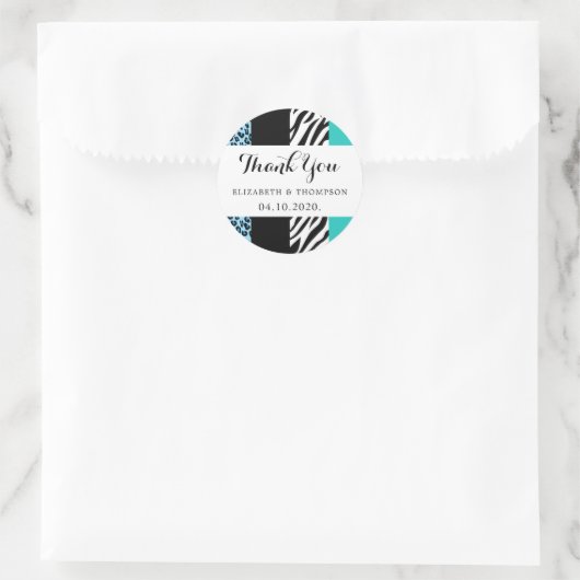 Leopard Print, Zebra Print, Animal Print, bruiloft Ronde Sticker (Tas)