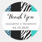Leopard Print, Zebra Print, Animal Print, bruiloft Ronde Sticker (Voorkant)