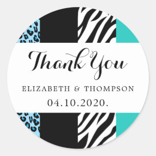 Leopard Print, Zebra Print, Animal Print, bruiloft Ronde Sticker