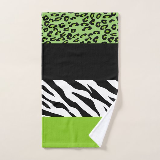 Leopard Print, Zebra Print, Animal Print, Green Bad Handdoek (Handdoek)