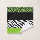 Leopard Print, Zebra Print, Animal Print, Green Bad Handdoek (Wasdoekje)