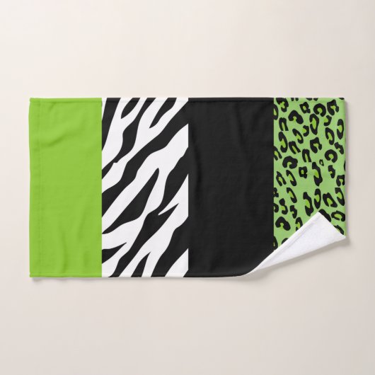 Leopard Print, Zebra Print, Animal Print, Green Bad Handdoek (Handdoek)