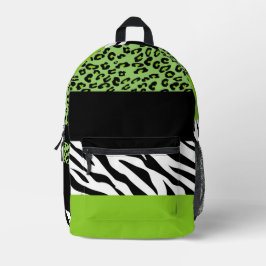 Leopard Print, Zebra Print, Animal Print, Green Bedrukte Rugzak