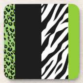 Leopard Print, Zebra Print, Animal Print, Green Bier Onderzetter (Voorkant)