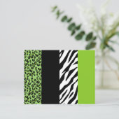 Leopard Print, Zebra Print, Animal Print, Green Briefkaart (Staand voorkant)