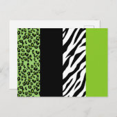 Leopard Print, Zebra Print, Animal Print, Green Briefkaart (Voorkant / Achterkant)