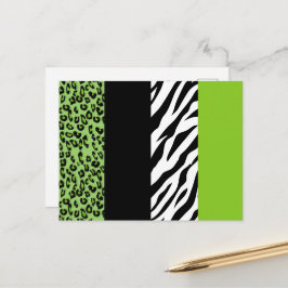 Leopard Print, Zebra Print, Animal Print, Green Briefkaart