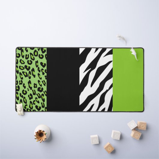Leopard Print, Zebra Print, Animal Print, Green Bureaumat (Kindertafel)