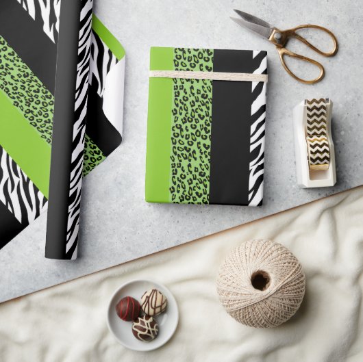 Leopard Print, Zebra Print, Animal Print, Green Cadeaupapier (Crafts)