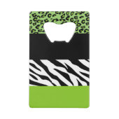 Leopard Print, Zebra Print, Animal Print, Green Creditkaart Flessenopener (Voorkant)