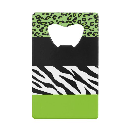 Leopard Print, Zebra Print, Animal Print, Green Creditkaart Flessenopener (Voorkant)