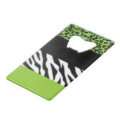 Leopard Print, Zebra Print, Animal Print, Green Creditkaart Flessenopener (Achterkant Gekanteld)