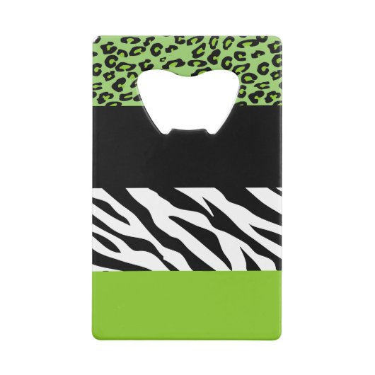 Leopard Print, Zebra Print, Animal Print, Green Creditkaart Flessenopener (Achterkant)