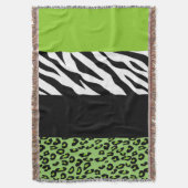 Leopard Print, Zebra Print, Animal Print, Green Deken (Voorkant Verticaal)