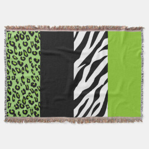 Leopard Print, Zebra Print, Animal Print, Green Deken