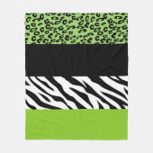 Leopard Print, Zebra Print, Animal Print, Green Fleece Deken (Voorkant)