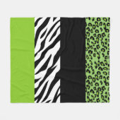 Leopard Print, Zebra Print, Animal Print, Green Fleece Deken (Voorkant (Horizontaal))