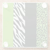 Leopard Print, Zebra Print, Animal Print, Green Glazen Onderzetter (Achterkant)