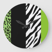 Leopard Print, Zebra Print, Animal Print, Green Grote Klok (Voorkant)