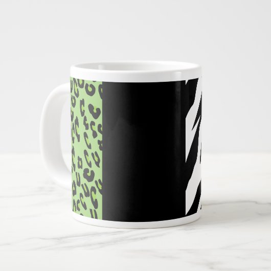 Leopard Print, Zebra Print, Animal Print, Green Grote Koffiekop (Links)