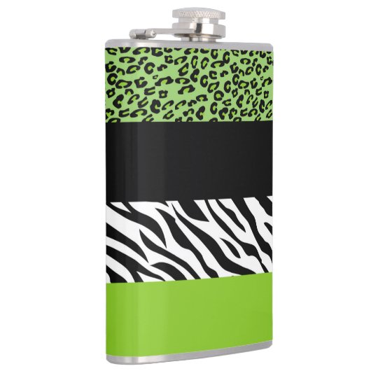 Leopard Print, Zebra Print, Animal Print, Green Heupfles (Rechts)