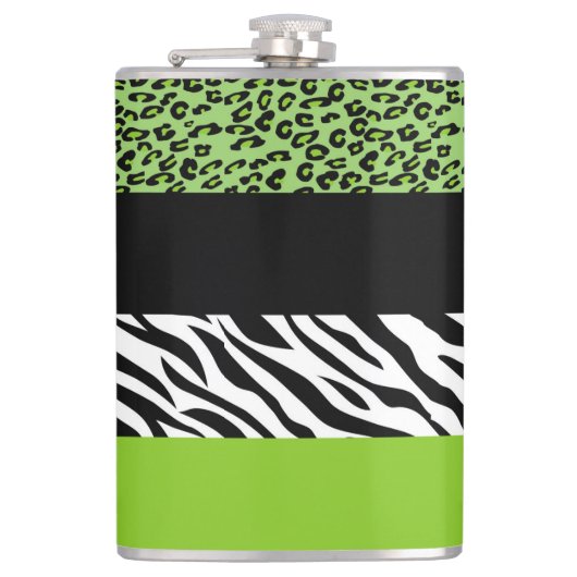 Leopard Print, Zebra Print, Animal Print, Green Heupfles (Voorkant)