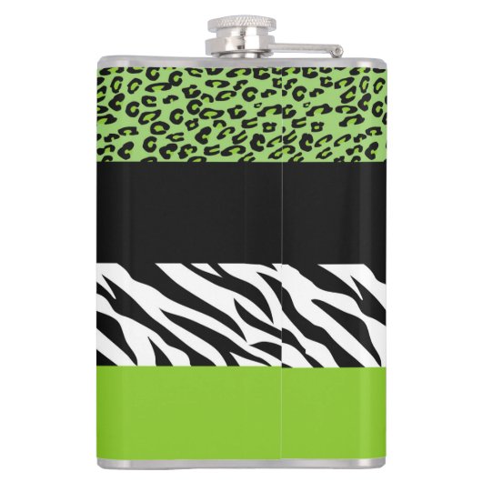 Leopard Print, Zebra Print, Animal Print, Green Heupfles (Achterkant)