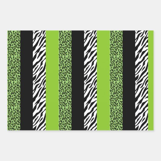 Leopard Print, Zebra Print, Animal Print, Green Inpakpapier Vel (Voorkant 2)