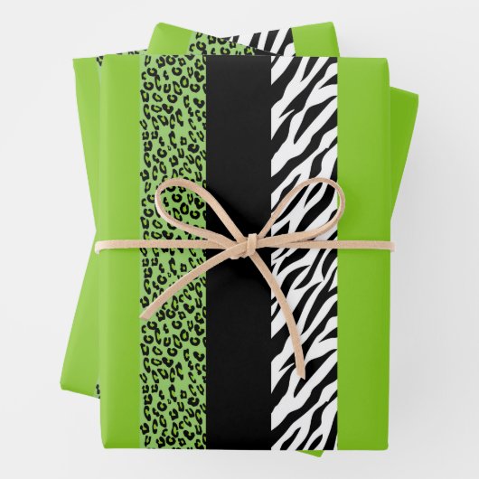 Leopard Print, Zebra Print, Animal Print, Green Inpakpapier Vel (In situ)