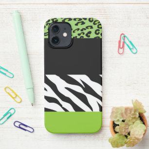 Leopard Print, Zebra Print, Animal Print, Green iPhone 12 Hoesje