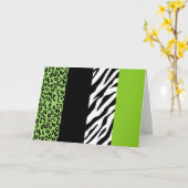 Leopard Print, Zebra Print, Animal Print, Green Kaart (Gele Bloem)