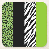 Leopard Print, Zebra Print, Animal Print, Green Kartonnen Onderzetters (Voorkant)
