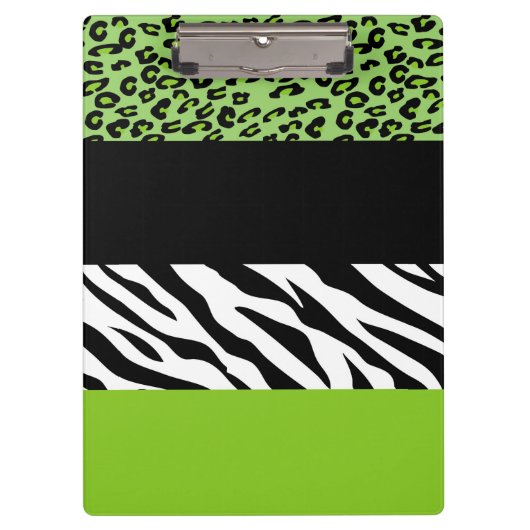Leopard Print, Zebra Print, Animal Print, Green Klembord (Voorkant)