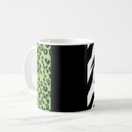 Leopard Print, Zebra Print, Animal Print, Green Koffiemok