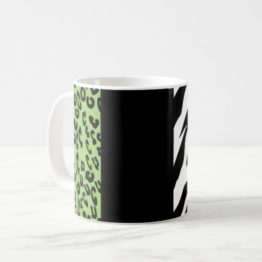 Leopard Print, Zebra Print, Animal Print, Green Koffiemok (Voorkant links)